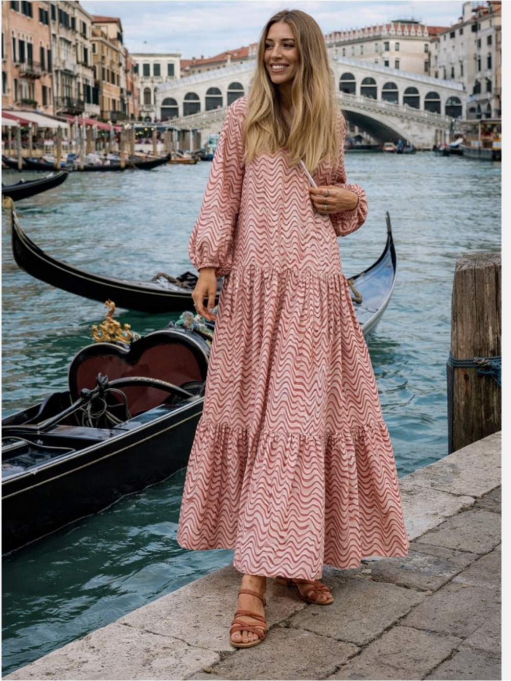 Zara long sleeve tiered midi dress